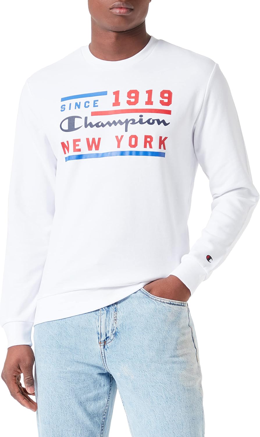 Champion Herren Legacy Graphic Shop Authentic Powerblend Terry Crewneck Sweatshirt S Weiss, S Weiss