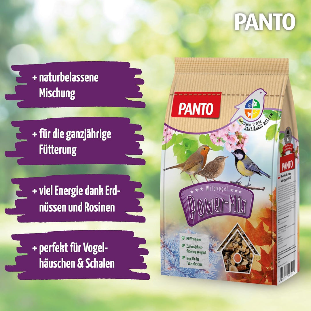 PANTO Wildvogelfutter Power Mix – 20 kg Vogelfutter für Futterhäuschen, Streufutter für Vögel mit So