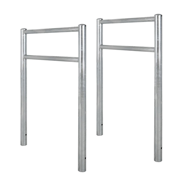 TRUTZHOLM 2x Fahrradanlehnbügel mit Knieholm 115x75 cm Stahl feuerverzinkt Ø 60 mm Anlehnbügel zum E