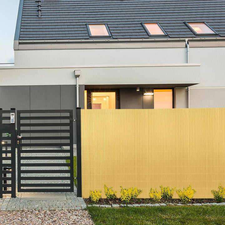 PVC Sichtschutzmatte Sichtschutzzaun 120x300CM, Bambus, Outdoor Sichtschutz mit verstärkten Lamellen