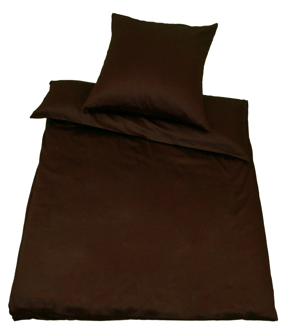 Kinzler B-10004/52 hochwertige Baumwoll-Satin Bettwäsche Uni, modern, 40x80 + 135x200 cm, braun 40x8