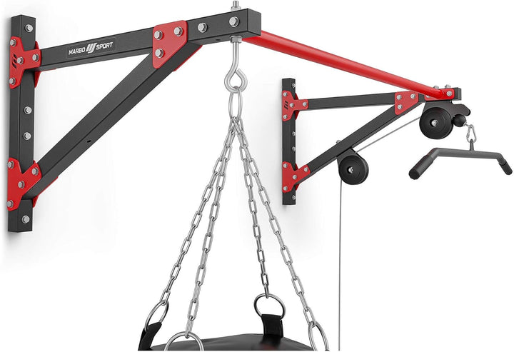 Marbo Sport multifunktionale Klimmzugstange mit Wandbefestigung, Latzug und Boxsackhalterung (3in1)