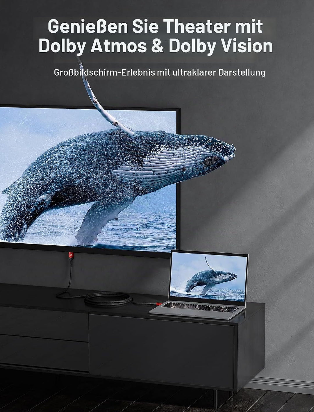 JSAUX 10K 8K HDMI Kabel 1.8M, HDMI 2.1 Kabel Highspeed Ethernet 48Gbps 8K@60Hz, 4K@120Hz, UHD HDR 10