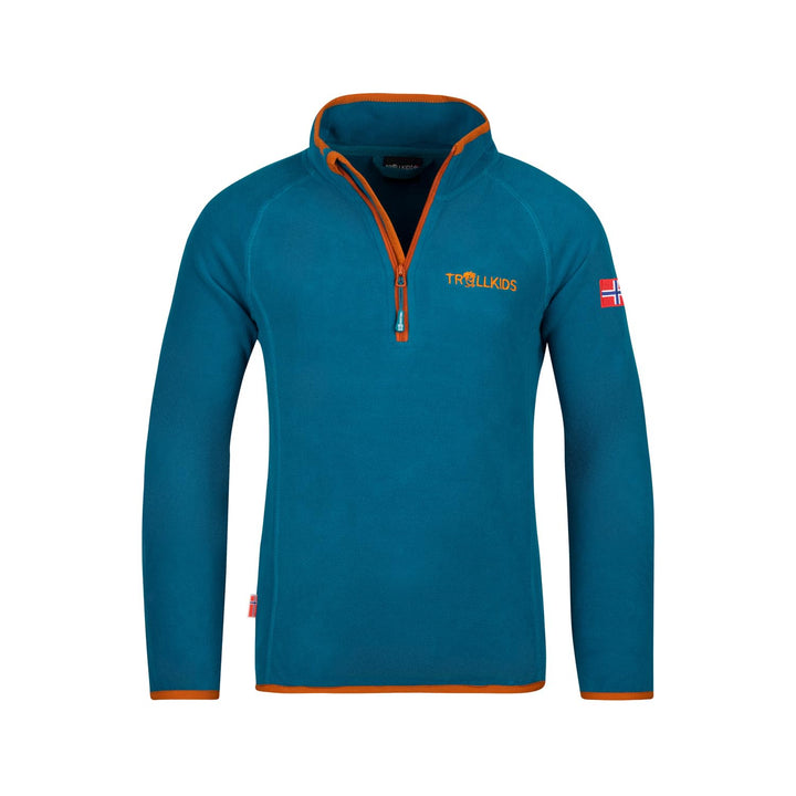 Trollkids Kinder Fleece-Pullover Nordland mit Reissverschluss 92 Dunkelblau/Zimt, 92 Dunkelblau/Zimt