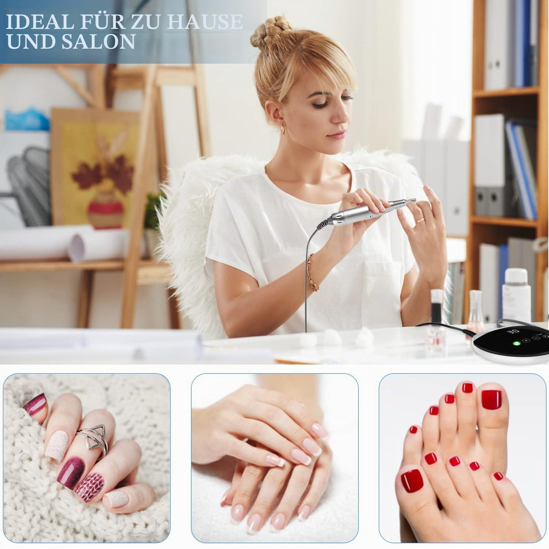 ENGERWALL Elektrische Nagelfräser, 35000 U/Min Professionelle Elektrische Nagelfeile, mit Touch-Tast