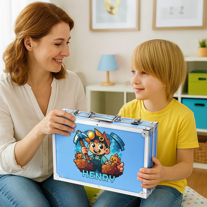 Maverton personalisiertes Kunstset für Kinder - 118-teilig Malkoffer - Buntstifte Koffer Set - Gesch
