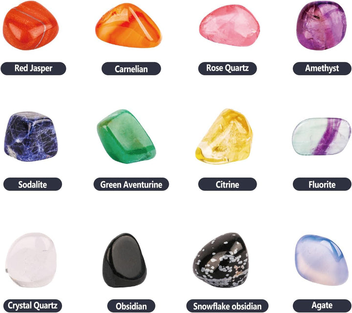 Eggbox Jumbo Mineralien Kristall Ausgrabungsset für Kinder 12 Echte Edelsteine inkl, Amethyst, Rosen