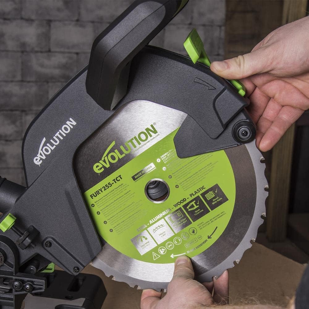 Evolution Power Tools - F255SMS Mehrzweck-Gleit-Gehrungssäge, 255 mm, 1600 W, 230 V, Mehrzweck-Gleit