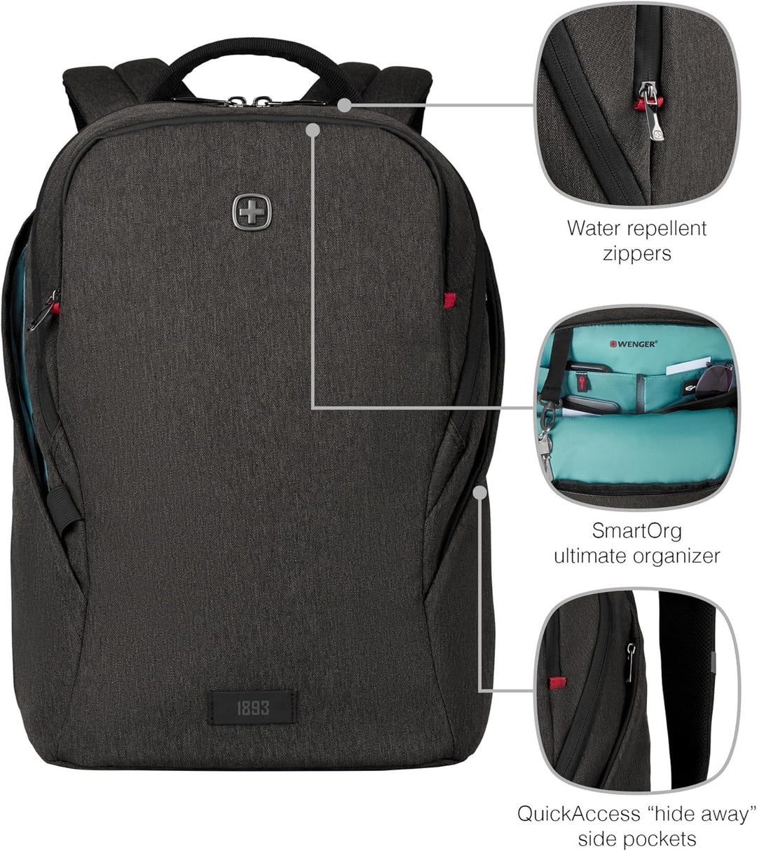 WENGER MX Light Laptop Rucksack mit Tablet Tasche, Notebook bis 16 Zoll, Tablet bis 10 Zoll, 21 l, D