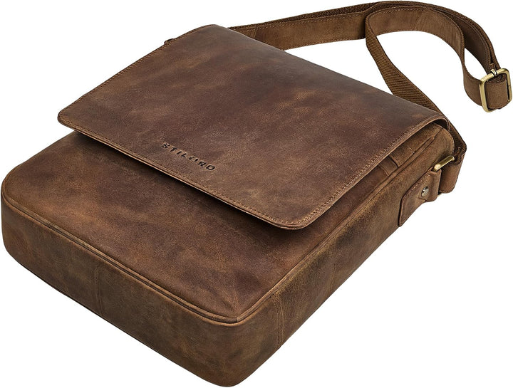 STILORD Ottavio Mittelgrosse Umhängetasche Herren Leder Hochformat Messenger Bag 13,3 Zoll Laptoptas