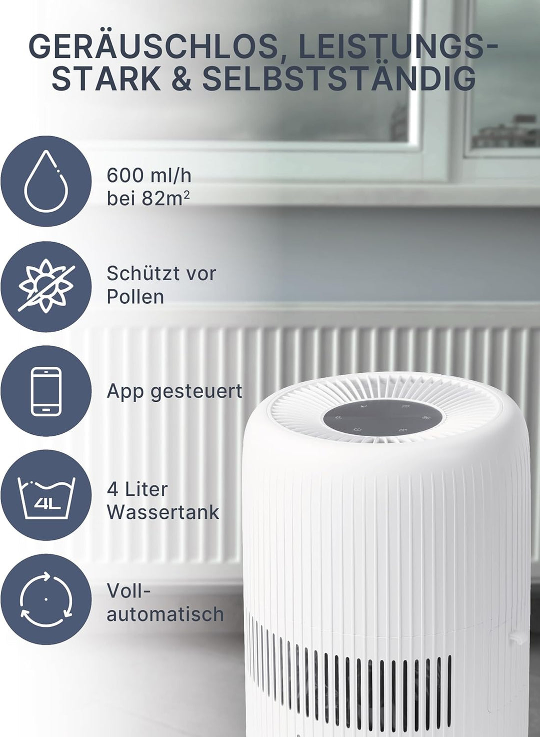 Comedes Umecto 600, für Räume bis 82m², Kaltverdunstung, Tank 4 l, Befeuchtungsleistung bis zu 600 m