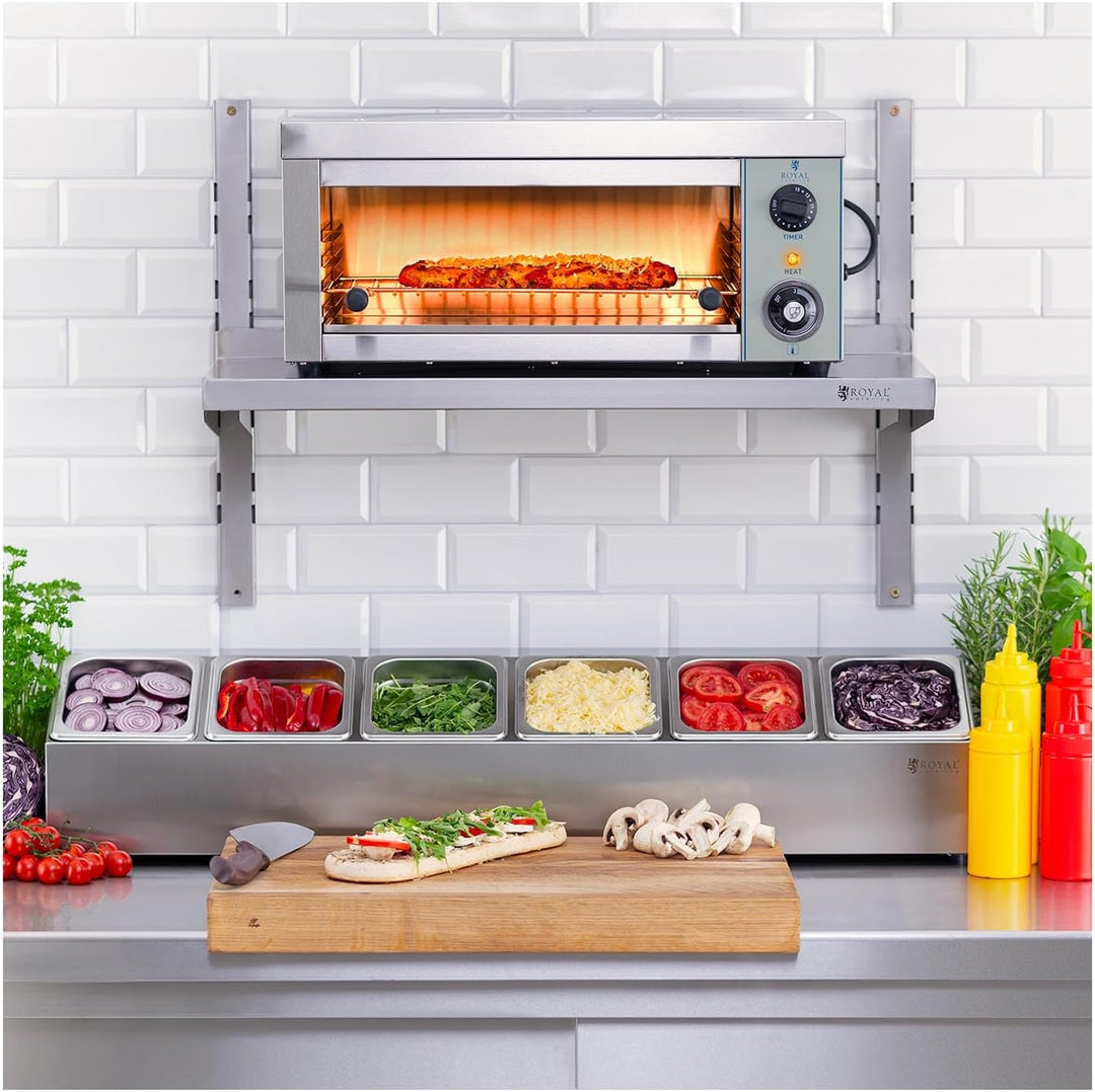 Royal Catering Salamander Grill Überbackgerät (230 V, 2000 W, E.G.O. Thermostat 50–250 °C, Auffangbe