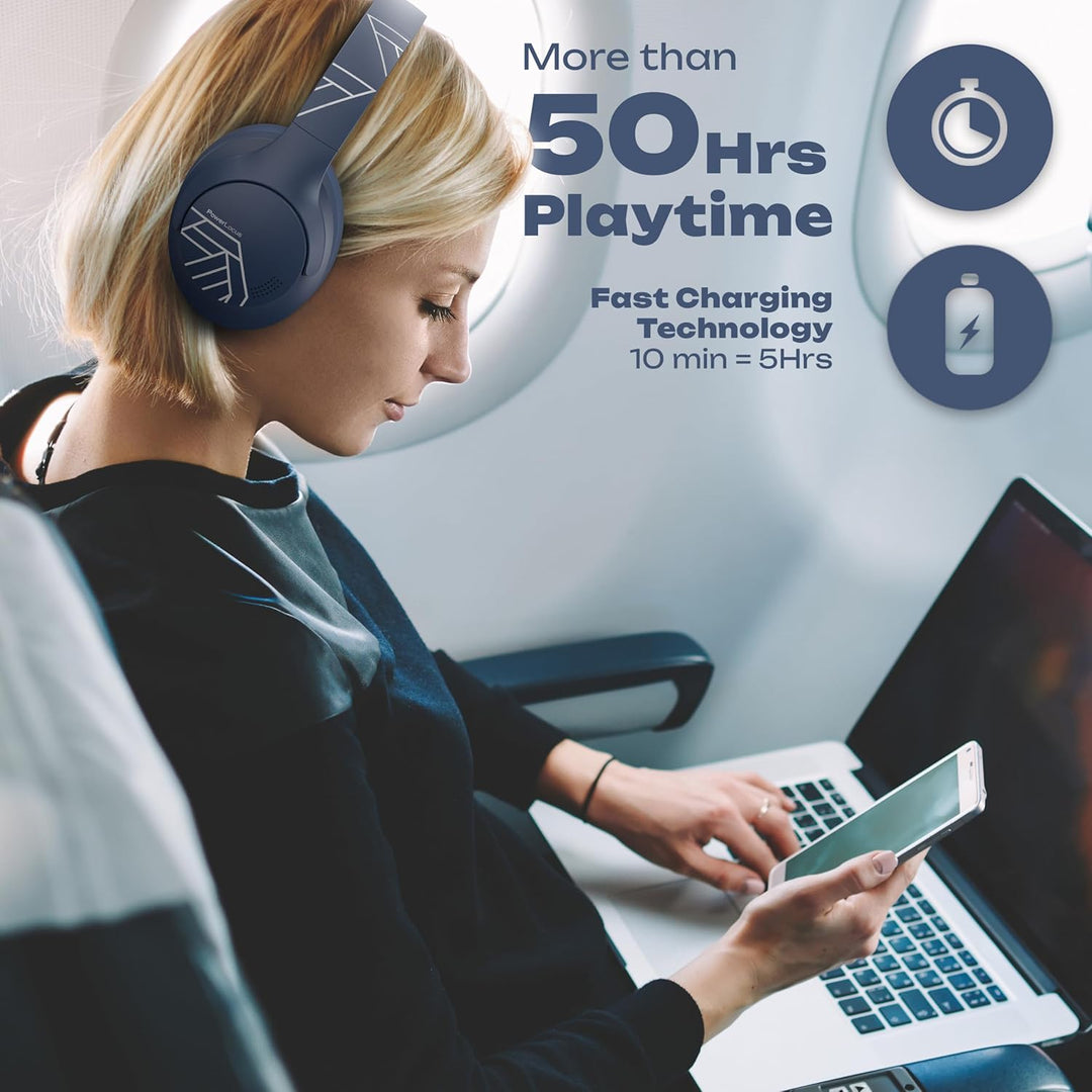 PowerLocus Bluetooth Kopfhörer Over Ear, 50 Std Spielzeit, 4 EQ-Modi, Kopfhörer Kabellos Faltbarer m