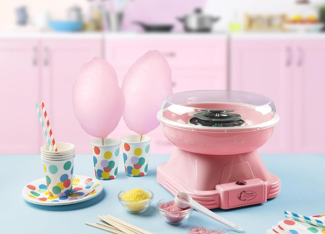 Bestron Zuckerwattenmaschine, Retro Cotton Candy Maker für Zuhause, Zuckerwattegerät mit 10 Stäbchen