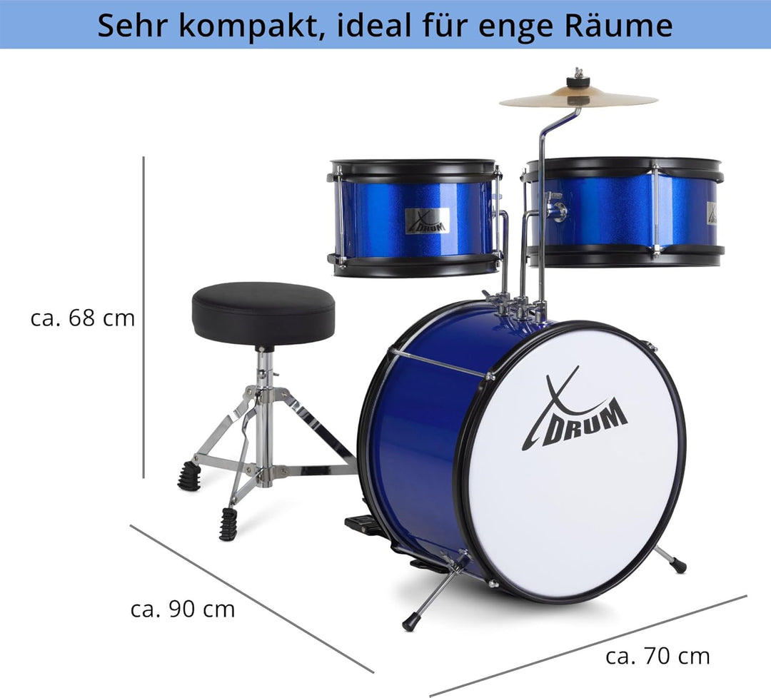 XDrum Junior KIDS Schlagzeug inkl. Schule - Kompaktes Kinderschlagzeug - Für Kinder im Alter von 3-5