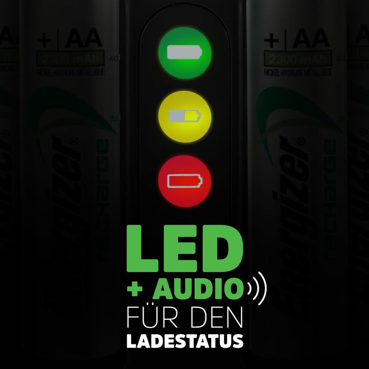 Energizer Recharge Pro - Batterieladegerät für Wiederaufladbare Akku AA und AAA NiMH - 4 AA 2000 mAh
