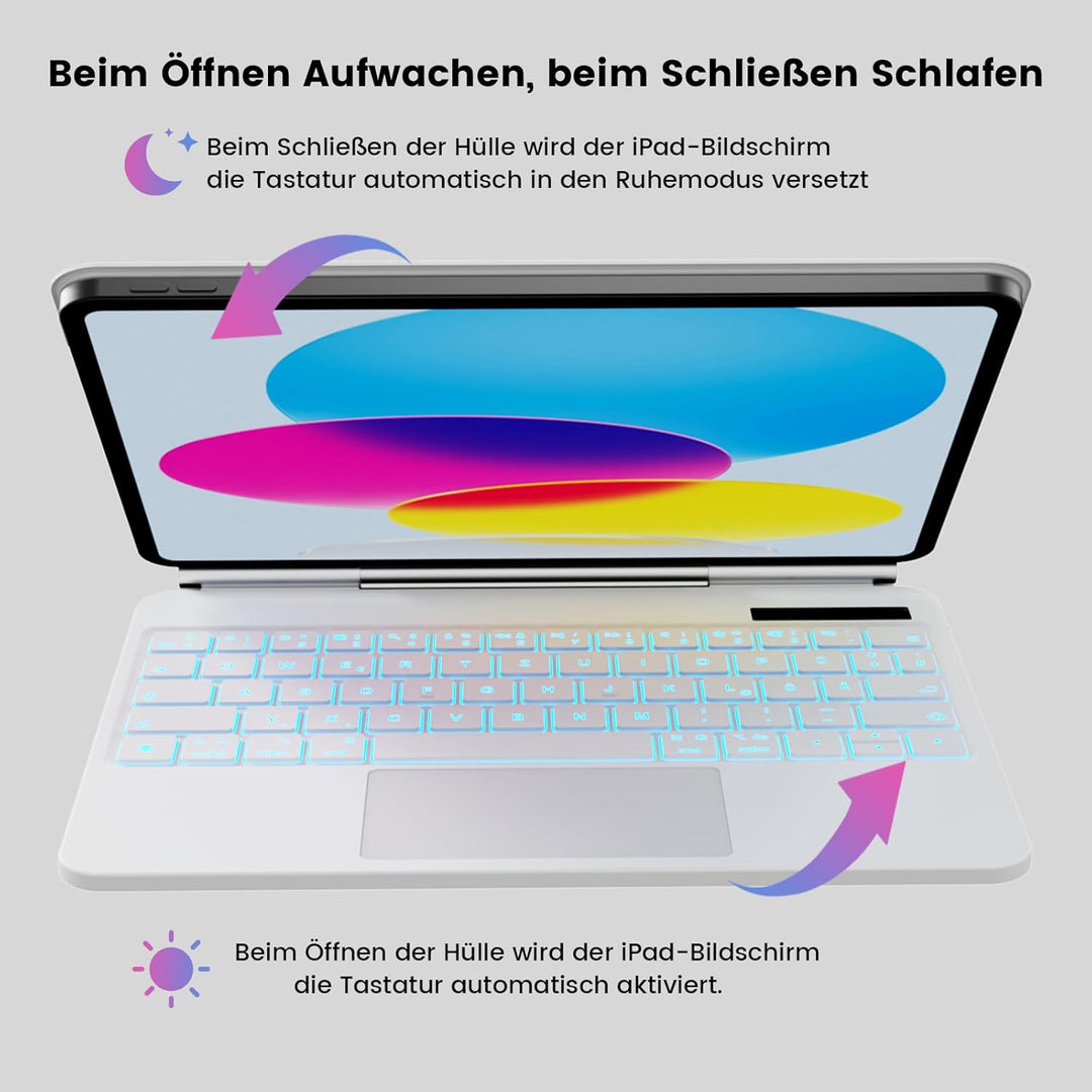 Magic Keyboard für iPad A16 11. Generation 2025 / iPad 10. Generation 2022, Magnetischer Stand 90-13