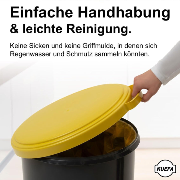 KUEFA 60L Müllsackständer mit flachem Deckel - Gelber Sack Mülleimer (Gelb), Gelb