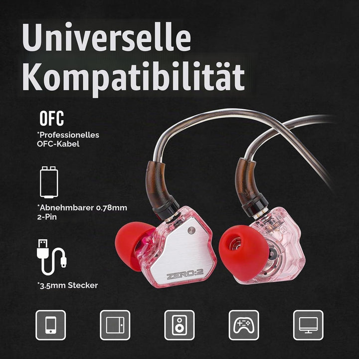 LINSOUL 7Hz x Crinacle Zero:2 In-Ear-Monitor, Aktualisierter 10mm dynamischer Treiber IEM, kabelgebu