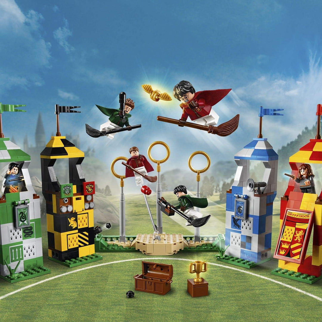 LEGO 75956 Harry Potter Quidditch Turnier Bauset, Gryffindor, Slytherin, Ravenclaw und Hufflepuff Tü