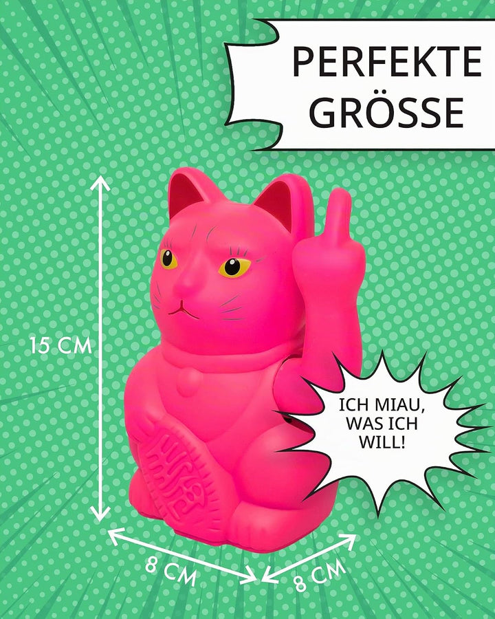 ANGRY CAT - Winkekatze Lucky CAT - Lustige winkende Katze - japanische Winkkatze mit Stinkefinger -