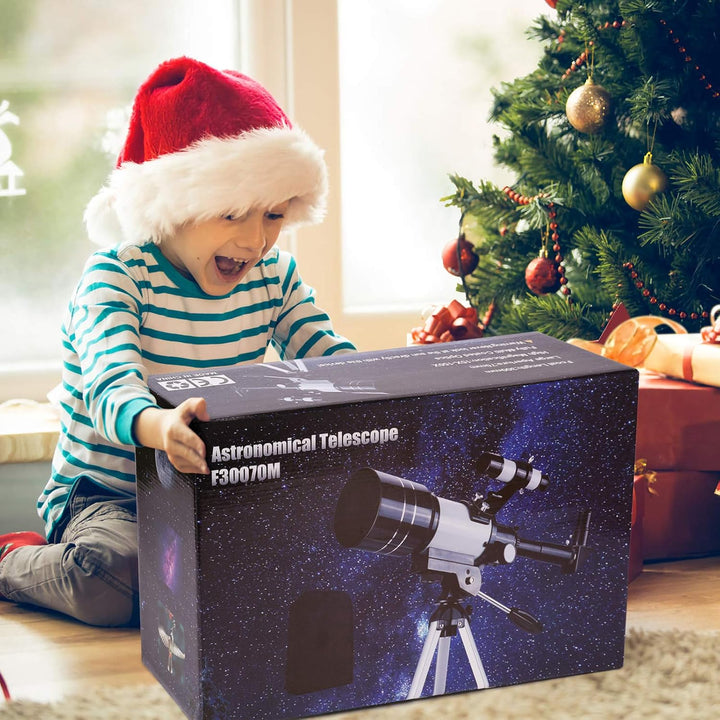 Astronomisches Teleskop 150X HD Vergrösserung Teleskop mit 300/70mm Stativ, Geeignet für Rucksack un