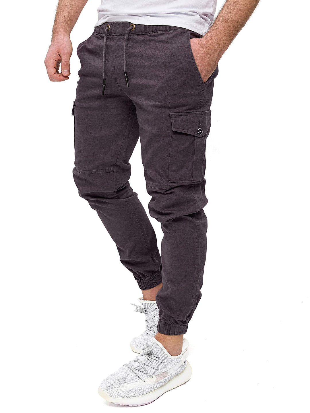 PITTMAN Darius - Herren Cargo Hose - Baumwoll Cargohosen - Cargo Jogger 28W / 32L Grau (Nine Iron 19