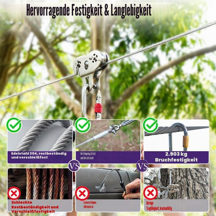 hannger Edelstahldrahtseil 6mm, 15 Meter 7x19 Edelstahlseil, 304 Edelstahl Stahlseil mit Ösen, 2900k
