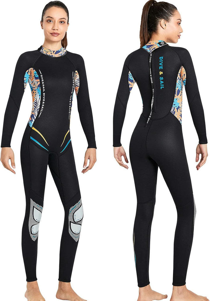Neoprenanzug Damen 3MM Lang Neopren Reissverschluss Tauchanzug Warm Thermo Halten Ultra Stretch Schw