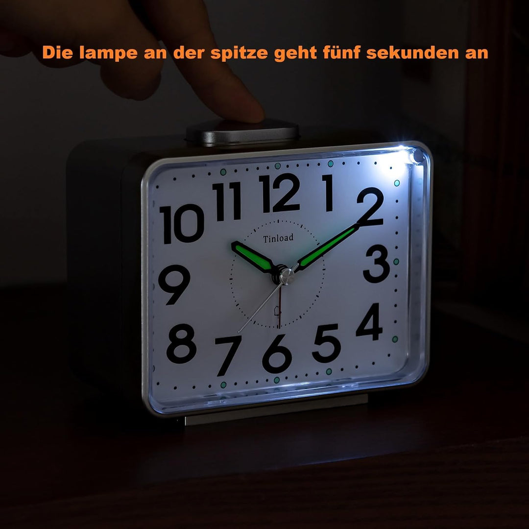Analog Seniorenwecker mit Nachtlicht, 4 Zoll grosses Zifferblatt, Tischuhr mit Schlummerfunktion, la