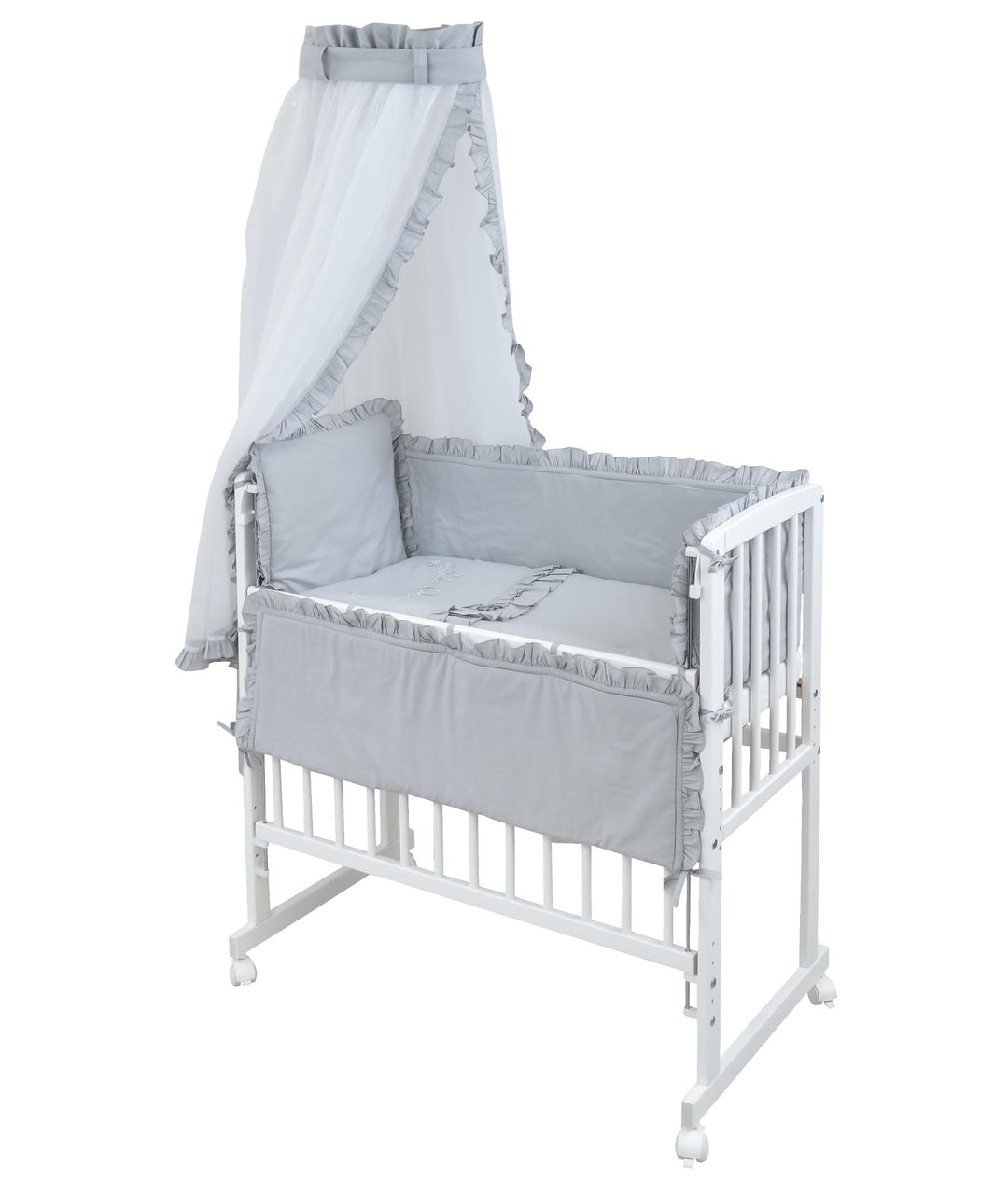 Generisch Baby Delux Beistellbett Babybett Stubenwagen weiss 90x40 mobil mit Rädern inkl. Matratze u