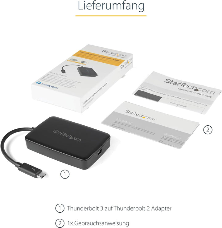 StarTech.com Thunderbolt 3 auf Thunderbolt 2 Adapter (Nicht umkehrbar) - TB3 Laptop auf TB2 (20Gbit/