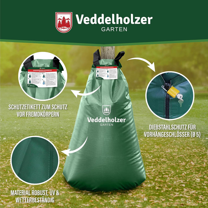 Veddelholzer 8 x 75 l Baumbewässerungssack mit Reissverschluss kombinierbar. Diebstahlschutz und Sch