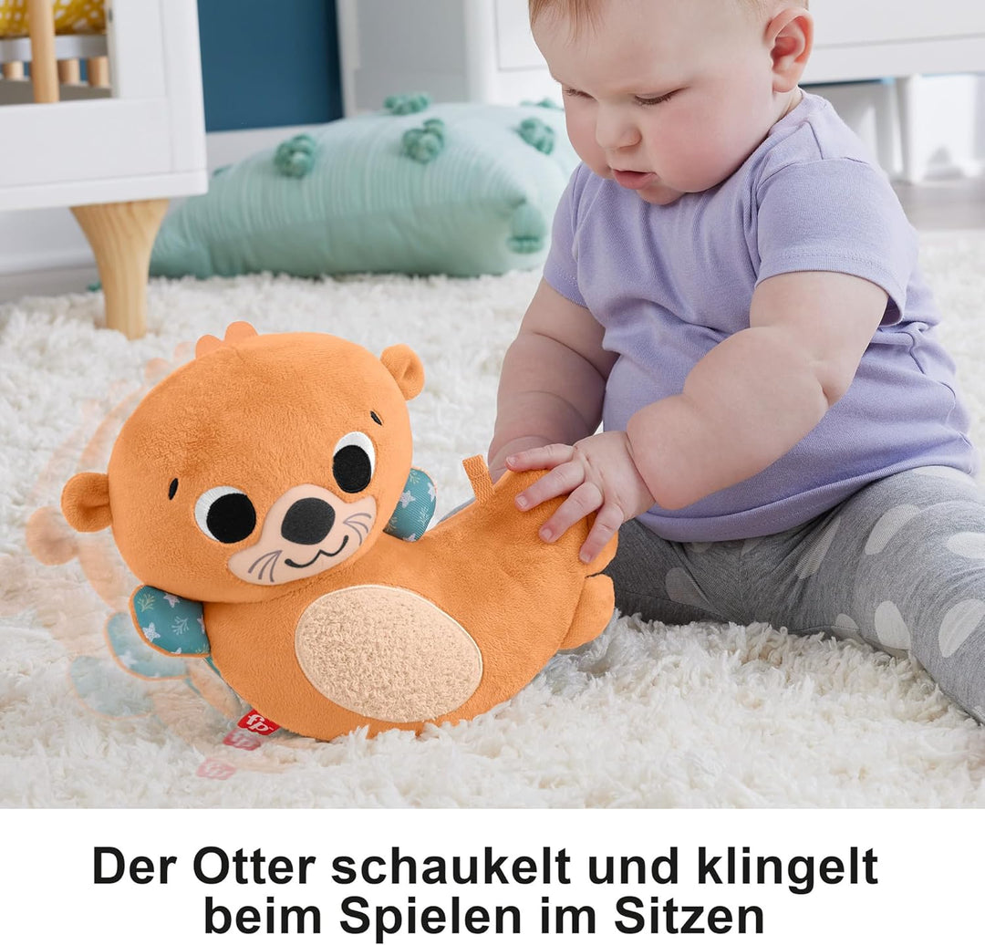 Fisher-Price Sensorik-Plüschspielzeug für Babys, Wippender 2-in-1-Otter zum Spielen in der Bauchlage