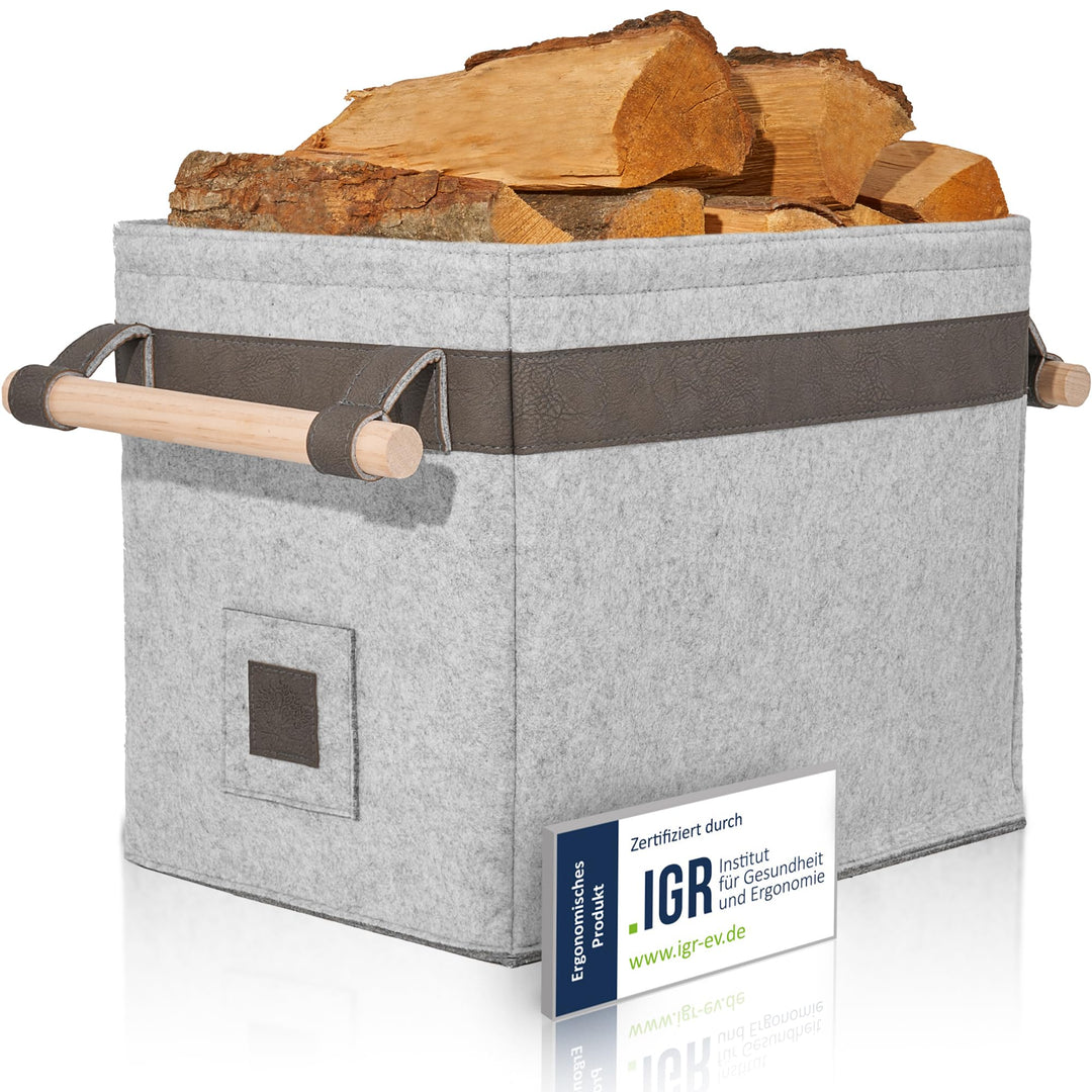 OAKAGE® Holzkorb für Kaminholz Gross [Integrierter Metallrahmen für Zusatzstabilität] Kaminholzkorb