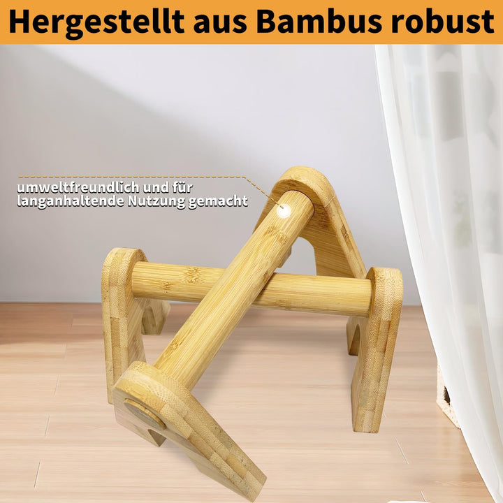 Liegestützgriffe aus Holz, 2 x Gelenkschonende & Rutschfeste Paralletes, Ergonomische Push Up Bars f