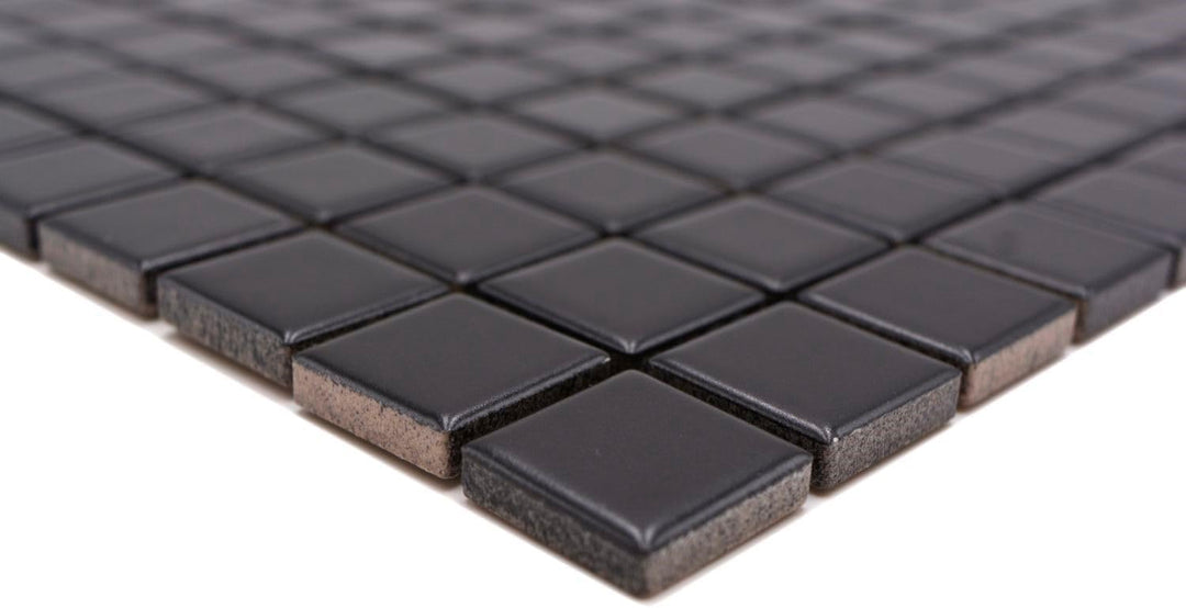Mosaik Quadrat uni schwarz matt Keramik Mosaik, Mosaikstein Format: 23x23x6 mm, Bogengrösse: 300x300