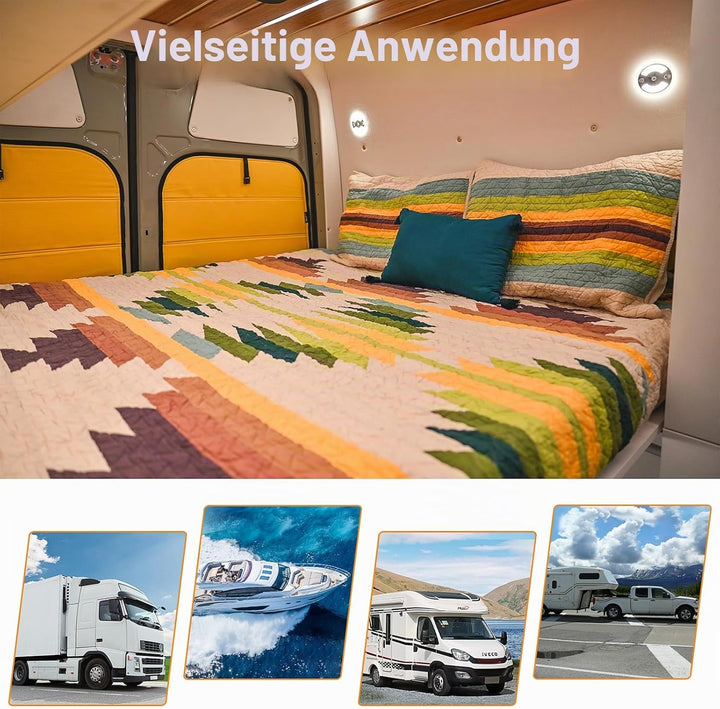 Obeaming 4 x 12V LED Deckenleuchte Wohnmobil Boot Dimmbar Panel Rund Leuchte 75mm 235lm Zwei Farbe (
