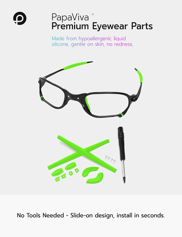 PapaViva Ersatzlinsen & Gummi-Kits für for Oakley Jawbone Vented Grün, Grün
