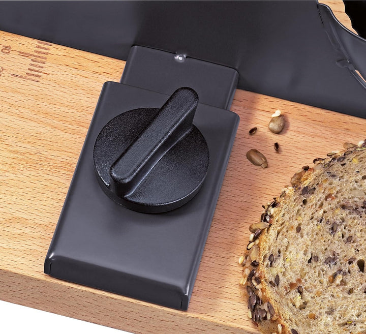Zassenhaus Brotschneidemaschine PURE schwarz, manuelle Kurbelmaschine mit Edelstahlmesser, Spezial-W