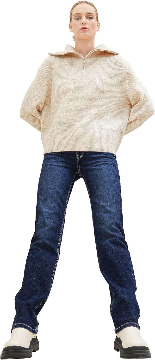 TOM TAILOR Damen Kate Straight Fit Jeans 27W / 32L 10282 - Dark Stone Wash Denim, 27W / 32L 10282 -