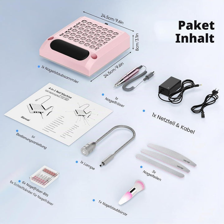 4 in 1 elektrische Nagelbohrer, 30000 U / min professioneller Nagelstaubkollektor 80W leistungsstark