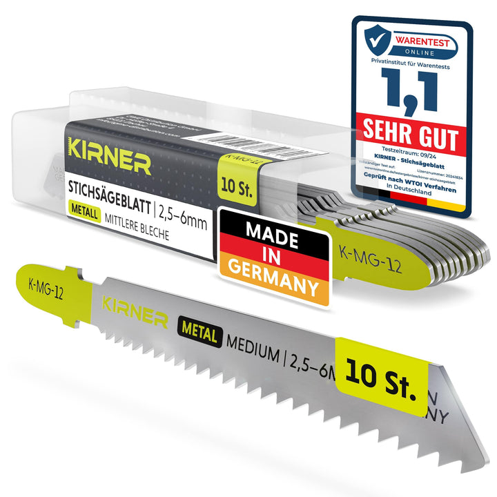 KIRNER Stichsägeblätter Metall 10 Stk. [ Profi Qualität ] präziser & sauberer Schnitt für mittelstar