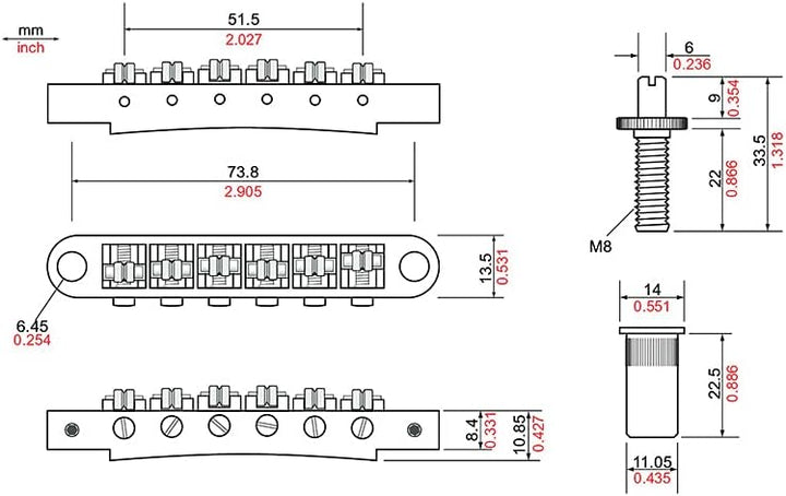 TonePros TPFR C - Metric Tune-O-Matic Bridge with Roller Saddles (Large Posts) - Chrome