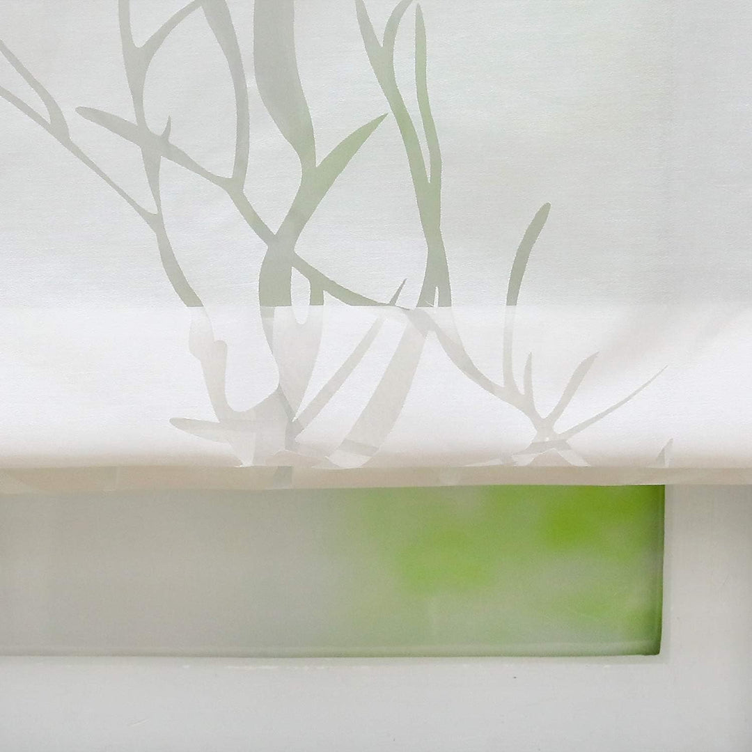 ESLIR Raffrollo mit U-Haken Gardinen Küche Raffgardinen Halbtransparent Ösenrollo Vorhänge Modern Au