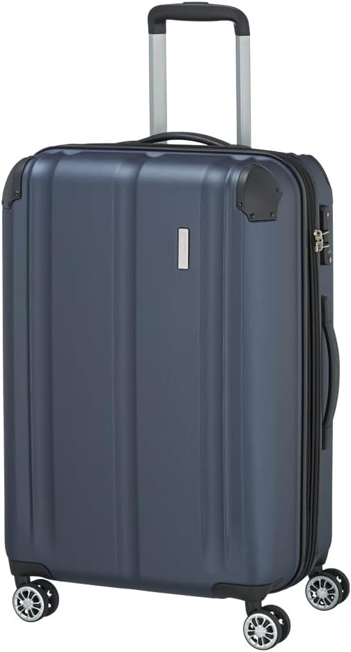 travelite 4-Rad Koffer M mit TSA Schloss + Dehnfalte, Gepäck Serie CITY: Robuster Hartschalen Trolle