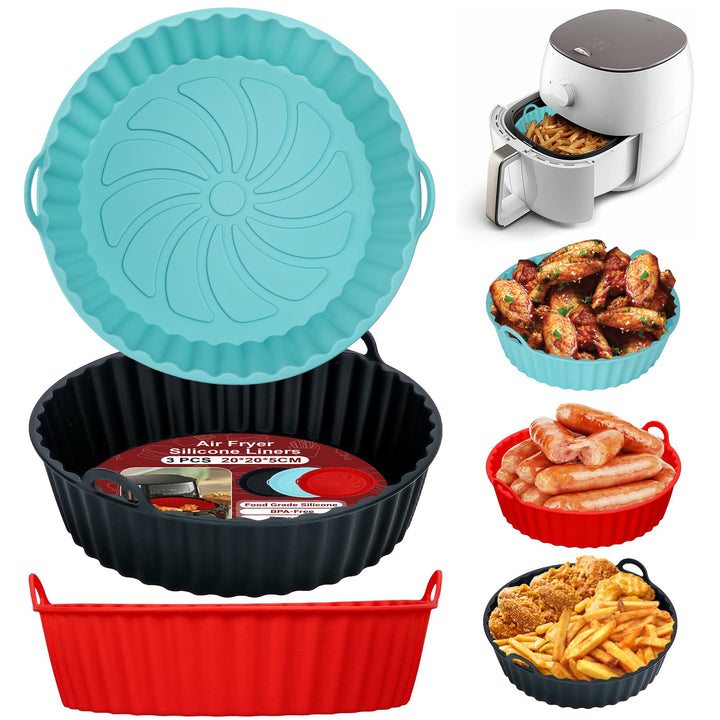 Alyvisun Silikonform für Heissluftfritteuse, 3 Stück Air Fryer Silikonmatte Wiederverwendbar Silikon