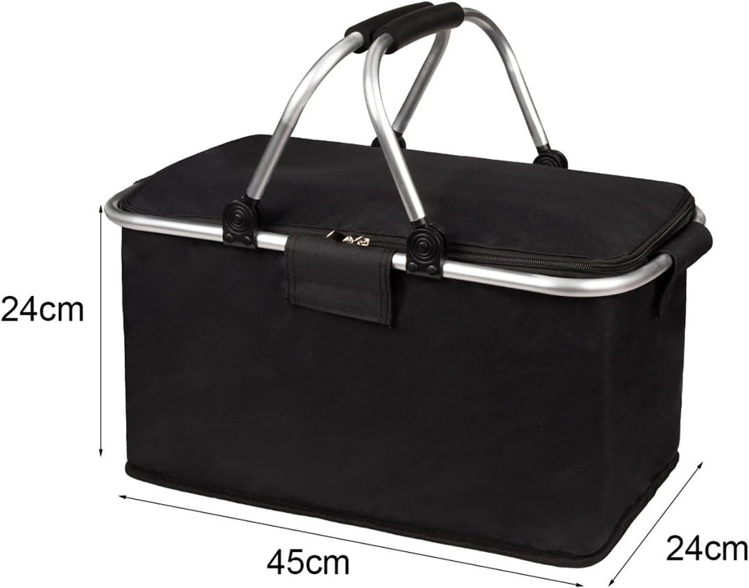 Einkaufskorb Faltbar mit Kühlfunktion Kühltasche Thermokorb mit Deckel Picknickkorb mit Aluminiumrah
