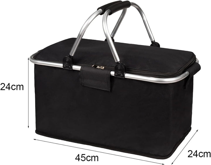 Einkaufskorb Faltbar mit Kühlfunktion Kühltasche Thermokorb mit Deckel Picknickkorb mit Aluminiumrah