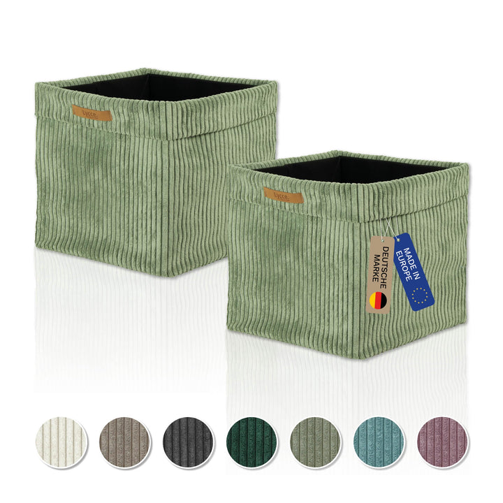 Lycce Kallax Boxen Cord 2er Set mit entfernbarem Cord-Bezug | salbei Salbei 2er Set, Salbei 2er Set